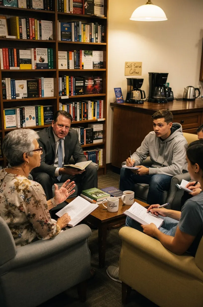 Szakértő oktató magyarázza a pénzügyi alapokat workshop közben