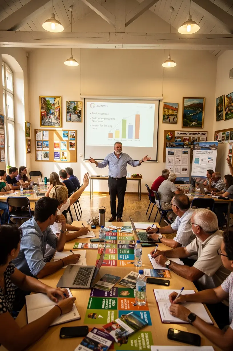 Személyes pénzügyi alapokkal foglalkozó blog nyitóoldalának illusztrációja